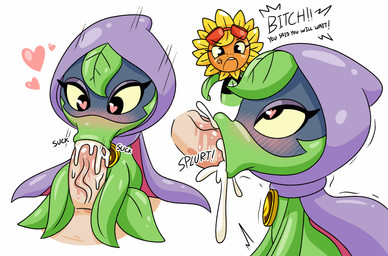 blush bodily_fluids cum cum_from_mouth cum_in_mouth cum_inside cum_overflow disembodied_penis exclamation_point eyewear eyewear_on_head fellatio female female_on_human flower freckles genital_fluids genitals goggles goggles_on_head green_body group heart_eyes heart_pupils heart_symbol hood human_penetrating_female leaking_cum male male/female not_furry open_mouth oral orgasm penetration penile penile_penetration penis penis_in_mouth plant sex text trio surjang electronic_arts plants_vs._zombies plants_vs._zombies_heroes popcap_games green_shadow solar_flare_(pvz) elemental_creature flora_fauna flower_creature human mammal peashooter_(pvz) sunflower_(pvz) absurd_res english_text hi_res