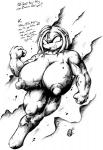 anthro areola big_breasts big_muscles big_nipples breasts female flying hair huge_breasts huge_muscles hyper hyper_breasts hyper_muscles muscular muscular_anthro muscular_female nipples nude solo superhero thick_thighs vein veiny_breasts drake_fenwick supermegatopia buxom_gal ground_squirrel mammal prairie_dog rodent sciurid 2002 monochrome