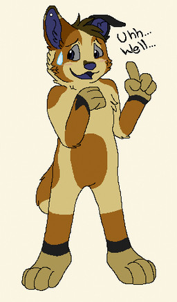 ambiguous_gender anthro black_body black_fur black_text blue_eyes blue_inner_ear blue_nose blue_tongue blush bodily_fluids brown_body brown_fur embarrassed eyebrows featureless_crotch feet fur grey_sclera head_tuft hindpaw humanoid_hands nude one_ear_up open_mouth paws pink_blush plantigrade simple_background solo standing sweat sweatdrop tail tan_body tan_fur text tongue tuft yellow_background sebdoggo blue_(sebdoggo) canid canine canis domestic_dog herding_dog mammal mixed_breed pastoral_dog welsh_corgi 2012 aliasing digital_drawing_(artwork) digital_media_(artwork) english_text flat_colors full-length_portrait handwritten_text low_res microsoft_paint_(artwork) portrait trans_(lore) trans_man_(lore)