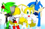 anthro blue_body blue_eyes blue_fur bracelet clothing crossed_arms eyewear footwear fur gloves green_body green_eyes green_fur grey_hair grin group hair handwear jacket jewelry male shoes simple_background smile spiked_bracelet spikes sunglasses topwear white_background yellow_body yellow_fur kalk427 archie_comics sega sonic_the_hedgehog_(archie) sonic_the_hedgehog_(comics) sonic_the_hedgehog_(series) miles_(anti-tails) miles_prower scourge_the_hedgehog sonic_the_hedgehog canid canine eulipotyphlan fox hedgehog mammal