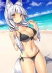 athletic athletic_female athletic_humanoid bare_shoulders beach big_breasts bikini blush breasts brown_eyes cleavage clothed clothing cloud detailed_background female front-tie_bikini front-tie_clothing front-tie_swimwear hair hair_grab hime_cut long_hair navel outside pigtails pubic_mound sand sea seaside side-tie_bikini side-tie_clothing side-tie_swimwear silver_hair sky solo string_bikini swimwear tail tan_body tan_skin tight_clothing touching_hair two-piece_swimsuit water white_hair yellow_eyes tsukumiya_amane animal_humanoid cat_humanoid domestic_cat felid felid_humanoid feline feline_humanoid felis humanoid mammal mammal_humanoid portrait three-quarter_portrait