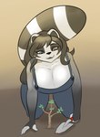 anthro big_breasts breasts cleavage clothed clothing female hair overalls solo thick_thighs wide_hips blackbetty franciene_(tango's_family) mammal procyonid raccoon hi_res