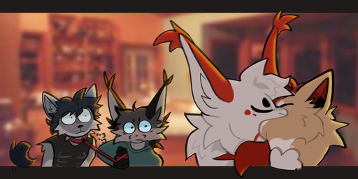 anthro leash leash_pull making_out splitserval mythology canid canine canis domestic_dog dragon felid feline mammal mythological_creature mythological_scalie scalie hi_res meme