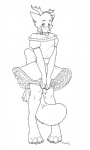 2011 3:5 after_transformation anthro antlers blush bodily_fluids bottomwear canid canine clothed clothing collar crossdressing cum embarrassed femboy fox genital_fluids horn knock-kneed male mammal sabretoothed_ermine skirt solo tail transformation