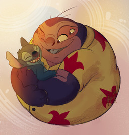 4_eyes 4_fingers aloha_shirt anthro biped blue_body blue_claws blue_fur blue_nose blue_tongue chest_tuft claws clothing duo eyes_closed face_squish finger_claws fingers fur happy head_tuft hug male multi_eye multicolored_body multicolored_skin obese obese_humanoid obese_male oddly_wholesome one_eye_closed overweight overweight_humanoid overweight_male pattern_clothing pattern_shirt pattern_topwear pink_body pink_skin purple_body purple_skin shirt size_difference squish tongue topwear tuft two_tone_body two_tone_skin yellow_sclera the_orion_nebula_(artist) disney lilo_and_stitch jumba_jookiba stitch_(lilo_and_stitch) alien alien_humanoid experiment_(lilo_and_stitch) humanoid kweltikwan 2025 signature