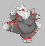 anthro belly big_belly bodysuit claws clenched_teeth clothed clothing eyewear fur kick love_handles male moobs navel obese obese_anthro obese_male on_one_leg overweight overweight_anthro overweight_male skinsuit solo standing teeth thick_thighs tight_clothing toe_claws visor white_body white_fur wide_hips gabu2929 canid canine canis mammal wolf hi_res