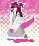 anthro clothed clothing femboy fur hair looking_at_viewer male open_mouth simple_background solo tail pallid-panda fem canid canine canis domestic_dog mammal digital_media_(artwork) hi_res