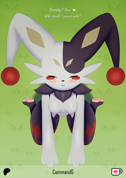 anthro anthrofied blush blush_lines breasts female looking_at_viewer nipples nude palmorph solo text commandg palworld pocketpair dupin_(pal) pal_(species)