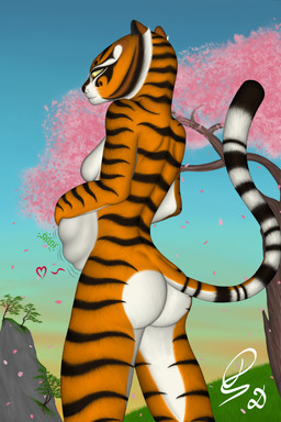 anthro anthro_pred breasts butt female female_pred larger_pred nature nude presenting presenting_hindquarters size_difference sunset unseen_prey vore dragonczech dreamworks kung_fu_panda master_tigress felid feline mammal pantherine south_china_tiger tiger absurd_res detailed hi_res