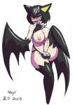 balls balls_in_underwear bat_ears big_breasts black_hair breasts clothing erection genitals gynomorph hair intersex legwear nipples penis pupils sharp_teeth simple_background slit_pupils solo teeth thigh_highs white_background winged_arms wings yellow_sclera neayix blue_omen_operation batrice_(boo) animal_humanoid bat bat_humanoid humanoid mammal mammal_humanoid hi_res