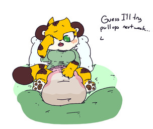 3_toes 4_fingers anthro bed bedding big_diaper blanket blush blush_lines blush_stickers breasts brown_body brown_ears brown_fur brown_nose brown_pawpads brown_stripes brown_tail_tip clothed clothing dialogue diaper dipstick_tail ellipsis feces feet female fingers fur furniture green_blanket green_clothing green_shirt green_topwear hand_on_diaper high-angle_view huge_diaper hyper_diaper incontinence lying markings multicolored_body multicolored_fur on_back on_bed on_pillow one_eye_closed open_mouth pawpads pillow rubbing_eyes shirt simple_background snagletooth soiled_diaper soiling solo striped_body striped_fur striped_markings striped_tail stripes tail tail_markings tan_body tan_fur text toes topwear touching_diaper unclean_diaper used_diaper wearing_diaper white_background white_inner_ear yellow_body yellow_fur boredomwithfriends ace_(boredomwithfriends) felid mammal pantherine tiger 2026 english_text full-length_portrait hi_res portrait