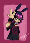 alternative_fashion anthro black_hair dark emo female fur goth hair pink_hair punk satanic satanism skinny solo tan_body tan_fur gallo_new_generation bunis_(gallo_new_generation) humanoid lagomorph leporid mammal rabbit vampire absurd_res hi_res