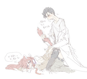 belt bottomwear clothing coat duo female human_penetrating interspecies lab_coat male male/female open_mouth pants penetration sex simple_background text topwear white_background pangon steins;gate makise_kurisu okabe_rintaro animal_humanoid cat_humanoid felid felid_humanoid feline feline_humanoid human humanoid mammal mammal_humanoid hi_res translation_request