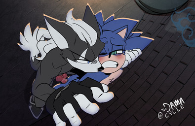 alley alley_sex anal anal_penetration animal_genitalia animal_penis anthro anthro_on_anthro anthro_penetrated anthro_penetrating anthro_penetrating_anthro big_butt black_clothing black_footwear black_gloves black_handwear black_nose black_shoes blue_eyes butt canine_genitalia canine_penis chest_tuft clenched_teeth clothing duo erection footwear from_behind_position fur genitals gloves green_eyes green_pupils grey_clothing grey_footwear grey_shoes hair hand_holding handwear high-angle_view interlocked_fingers interspecies looking_at_another male male/male male_penetrated male_penetrating male_penetrating_male outside penetration penis pupils red_penis rough_sex sex shoes standing standing_sex tan_body tan_fur teeth thrusting tuft white_body white_clothing white_fur white_gloves white_hair white_handwear white_inner_ear toodamncycle sega sonic_forces sonic_the_hedgehog_(series) infinite_(sonic) sonic_the_hedgehog canid canine canis eulipotyphlan hedgehog jackal mammal 2026 hi_res