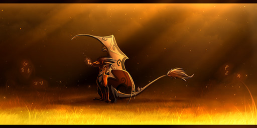 black_bars detailed_background fantasy feral grass horn membrane_(anatomy) membranous_wings plant sitting solo standing tail wings skaydie european_mythology mythology dragon mythological_creature mythological_scalie scalie western_dragon 2015 digital_media_(artwork) letterbox