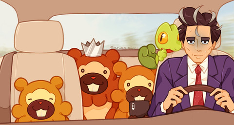 accessory alternate_species blurred_background brown_body brown_fur buckteeth car clothed clothing crown driving driving_car exasperated exhausted female feral fur green_body green_scales group headgear inside inside_car inside_vehicle male narrowed_eyes necktie pupils scales size_difference slit_pupils tan_body tan_fur teeth vehicle ariikamiyon disney hoppers_(disney) nintendo pixar pokemon jerry_generazzo king_george_(hoppers) larry_(pokemon) loaf_(hoppers) mabel_tanaka tom_(hoppers) beaver bidoof gecko generation_3_pokemon generation_4_pokemon human lizard mammal pokemon_(species) reptile rodent scalie treecko crossover hi_res signature