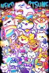 anthro asian_clothing bell bell_collar biped blonde_hair blue_eyes chef_hat chibi clothed clothing collar cowboy_hat crown dessert east_asian_clothing egyptian egyptian_clothing egyptian_headdress eyes_closed eyewear female food group hair hat headgear headwear holding_baseball_bat holding_katana holding_melee_weapon holding_object holding_sword holding_weapon ice_cream katana male melee_weapon one_eye_closed open_mouth open_smile smile sunglasses sushi sword tail weapon yellow_eyes kittykatmaniac cc-by-nc-nd creative_commons maneki-neko neko_atsume billy_the_kitten bob_the_cat_(neko_atsume) chairman_meow_(neko_atsume) conductor_whiskers frosty_(neko_atsume) guy_furry_(neko_atsume) joe_dimeowgio kathmandu_(neko_atsume) lady_meow-meow mr._meowgi ms._fortune_(neko_atsume) ramses_the_great_(neko_atsume) saint_purrtrick sassy_fran senor_don_gato tubbs_(neko_atsume) xerxes_ix calico_cat domestic_cat felid feline felis mammal 2:3 hi_res