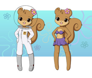 anthro bikini bottomwear bra clothed clothing female flower flower_cloud_(spongebob) hands_on_hips looking_at_viewer open_mouth plant skirt smile solo standing swimwear tail two-piece_swimsuit underwear jdan-s nickelodeon spongebob_squarepants sandy_cheeks eastern_grey_squirrel grey_squirrel mammal rodent sciurid tree_squirrel 2015
