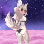 anthro bedroom_eyes bikini blush breasts butt butt_cleavage clothed clothing cloud eyewear female fur hair heterochromia looking_at_viewer narrowed_eyes open_mouth seductive smile solo sunglasses swimwear tail two-piece_swimsuit white_body white_fur nolanhaldam blender_eevee kaya_the_vixen canid canine fox mammal 1:1 3d_(artwork) animated blender_(artwork) digital_media_(artwork) hi_res no_sound short_playtime webm