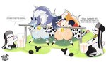 4_toes ahegao animal_print animal_print_thigh_highs anthro areola bell bell_collar big_breasts blue_areola blue_body blue_nipples blush blush_lines bodily_fluids breast_milking breasts clothing collar cow_print cow_print_armwear cow_print_legwear cow_print_thigh_highs cowbell ear_piercing ear_tag feet female grass group heart_eyes heart_symbol kneeling lactating legwear looking_pleasured machine milk milk_container milking_machine nipples pattern_clothing pattern_legwear pattern_thigh_highs pawpads piercing plant simple_background speech_bubble sweat tan_areola tan_body tan_nipples text thigh_highs toes white_background drunkrussianman mythology inno-sjoa_(character) poldy alien avian gryphon lagomorph mammal mollusk mythological_avian mythological_creature scalie 2024 absurd_res english_text hi_res signature