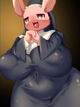 3:4 :3 anthro anthrofied big_breasts black_clothing black_dress blush breasts canid clothed clothing dress female fur habit hands_together hi_res huge_breasts lagomorph leporid mammal mokotomuku77 nun open_mouth pink_body pink_eyes pink_fur rabbit slightly_chubby slightly_chubby_female solo tight_clothing white_clothes_(game) wide_hips