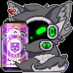 1:1 activision animated anthro beverage beverage_can biped c.a.m. call_of_duty call_of_duty:_black_ops_cold_war canid canine canis cod_zombies container cybernetics digital_drawing_(artwork) digital_media_(artwork) digitigrade fluffy fluffy_tail fur glowing glowing_body glowing_eyes green_body green_eyes green_glow grey_body grey_fur grey_hair grey_tail hair heart_reaction heart_symbol holding_beverage holding_object hug hugging_object jackal likara love low_res machine male mammal military perk_a_cola phd_flopper phd_slider pixel_(artwork) pixel_animation protogen protogen_armor protogen_face protogen_visor protogenized robotic short_playtime solo special_forces tail tuft yuri_chacal