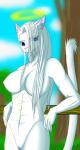 anthro big_breasts breasts female fur genitals hair looking_at_viewer nipples paws pussy solo gtoyaannno mericella domestic_cat felid feline felis mammal hi_res