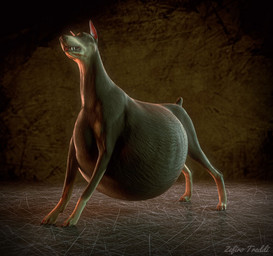 ambiguous_gender belly belly_expansion big_belly black_nose expansion feet feral fur inflation same_size_vore simple_background solo tail teeth toes vore zefirotreddi canid canine canis dobermann domestic_dog mammal pinscher 2016 3d_(artwork) digital_media_(artwork)