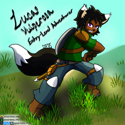 action_pose armor black_ears blue_bottomwear blue_clothing blue_pants boots bottomwear brown_body brown_boots brown_clothing brown_footwear brown_skin clothing dipstick_ears dipstick_tail drawing_sword ear_markings fighting_pose footwear fox_ears fox_tail furgonomic_bottomwear furgonomic_pants furgonomics grass grass_field grassland green_clothing green_shirt green_topwear kneeguards leather leather_armor markings multicolored_ears pants plant pose pouch_(clothing) purple_eyes shield shirt shoes shoulder_pads tail tail_markings text topwear white_ear_tips white_tail_tip sinisterslyfox lucas_vulperosa animal_humanoid canid canid_humanoid canine canine_humanoid fox_humanoid humanoid hybrid mammal mammal_humanoid 1:1 english_description english_text hi_res
