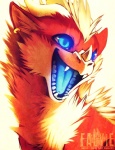 ambiguous_gender blue_eyes blue_tongue ear_piercing fangs feral fur glowing glowing_eyes glowing_tongue inner_ear_fluff multicolored_body multicolored_fur open_mouth orange_body orange_fur piercing sharp_teeth simple_background solo teeth text tongue tuft two_tone_body two_tone_fur white_background yellow_body yellow_fur falvie mythology amyth_(character) dragon furred_dragon furred_scalie hybrid mythological_creature mythological_scalie scalie 2011 bust_portrait color_contrast colorful_theme digital_media_(artwork) english_text portrait signature