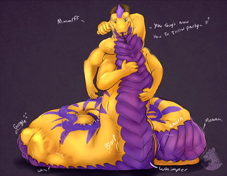 anthro apode churn dialogue digestion digestion_implied horn legless male nude oral_vore rumbling_stomach serpentine serpentine_vore solo text vore whining nolow draconcopode naga reptile scalie snake 2017 english_text