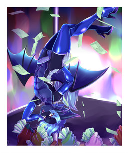 anthro arm_warmers armwear balls boots clothing femboy footwear genitals group high_heeled_boots high_heels horn legwear male money open_mouth penis pole shoes solo_focus stripper_pole thigh_boots thigh_highs unusual_anatomy unusual_genitalia unusual_penis wings vaini mythology xeno_(darkfox49) canid canine canis dragon hybrid mammal mythological_creature mythological_scalie scalie wolf absurd_res hi_res