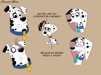 accidental_innuendo aged_down black_body black_fur black_nose black_spots blue_collar blush collar female feral fur group heterochromatic_ears male red_collar spots text toony trio white_body white_fur white_spots redundantmodule 101_dalmatian_street 101_dalmatians disney delilah_(101_dalmatians) doug_(101_dalmatians) dylan_(101_dalmatians) canid canine canis dalmatian domestic_dog mammal english_text