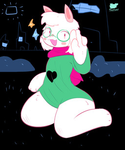 clothing femboy fluffy fur horn male pink_eyes pink_horn shirt slim solo thick_thighs topwear tunic white_body white_fur castinly deltarune undertale_(series) ralsei bovid caprine darkner goat mammal 5:6 absurd_res hi_res