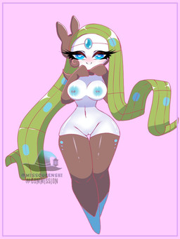 blue_eyes blue_genitals clothing female genitals green_hair hair legwear nipples solo squish standing thigh_highs thigh_squish vulva missqueenshi nintendo pokemon tahla_zhwane generation_5_pokemon humanoid legendary_pokemon meloetta meloetta_(aria_form) pokemon_(species) 3:4