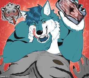 anthro duo male male/male mouth_shot open_mouth vore paradoxinhead shiriyuki canid canine canis mammal wolf absurd_res hi_res