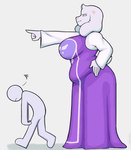 ambiguous_gender angry annoyed anthro belly big_breasts breasts clothing cross-popping_vein dress duo female floppy_ears frown gesture hand_gesture hand_on_hip horn larger_female long_sleeves overweight overweight_anthro overweight_female pointing size_difference smaller_human tail walking sketchfins undertale_(series) toriel boss_monster_(undertale) bovid caprine goat human mammal 2024 absurd_res hi_res