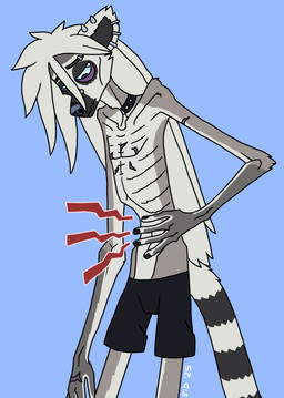 4_fingers anthro belt biped black_bottomwear black_choker black_clothing black_jewelry black_nails black_necklace black_nose black_underwear blue_background blue_eyes bottomwear choker clothed clothing collar colored_nails ear_piercing emaciated emaciated_anthro emaciated_male emanata eyebrow_piercing facial_piercing fingers fur grey_body grey_fur hair hand_on_belly hungry jewelry long_hair long_legs long_tail looking_down male male_anthro markings nails narrow_hips necklace pants piercing ribs ring_(marking) ringed_tail scar simple_background skinny slim snout solo standing straight_hair striped_markings striped_tail stripes studded_belt studded_collar studs tail tail_markings teeth thin_arms thin_calves thin_legs thin_thighs topless topless_anthro topless_male underwear underwear_only wavy_tail white_hair punkrockvampire briar_(punkrockvampire) lemur mammal primate ring-tailed_lemur strepsirrhine 2025 signature