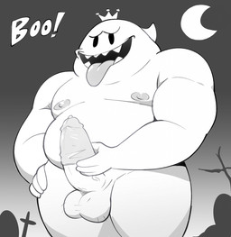 balls casual_masturbation cemetery condom crown erection genitals headgear humanoid_genitalia humanoid_penis male masturbation moon nipples not_furry open_mouth outside penis pubes sexual_barrier_device slightly_chubby smile solo text vein veiny_penis elfein luigi's_mansion mario_bros nintendo king_boo boo_(mario) ghost humanoid spirit 2019 english_text hi_res