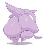 2024 ambiguous_gender arizonathevixen big_butt bouncing_butt butt butt_jiggle cel_shading colored digital_media_(artwork) eeveelution espeon feral generation_2_pokemon hi_res huge_butt hyper hyper_butt jiggling motion_lines nintendo pokemon pokemon_(species) purple_body purple_butt purple_ears purple_tail rear_view shaded simple_background solo tail thick_thighs walking white_background