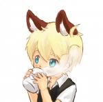 blonde_hair blue_eyes clothing container cup hair male simple_background solo white_background bokustar_fox animal_humanoid canid canid_humanoid canine canine_humanoid fox_humanoid humanoid mammal mammal_humanoid 2016