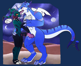 animal_genitalia anklet_(marking) anthro blue_body blush blush_stickers bodily_fluids breath cheek_tuft claws countershading cum cum_dripping_from_penis cum_in_penis cum_inside dipstick_ears dipstick_tail drooling duo ear_markings eyes_closed facial_markings facial_tuft finger_claws genital_fluids genital_slit genitals glowing glowing_eyes green_body head_markings lidded_eyes looking_at_another looking_at_partner male male/male markings motion_lines multicolored_ears notched_ear notched_wings nude open_mouth penetration penile penile_penetration penis penis_in_penis puffy_urethra saliva sex size_difference smaller_penetrated spiked_penis spikes spikes_(anatomy) standing standing_sex tail tail_markings tapering_penis text tiptoes toe_claws tongue tongue_out torn_ear tuft unusual_anatomy unusual_genitalia unusual_penis urethral urethral_bulge urethral_penetration vein veiny_penis white_body white_countershading wings stingmon_(artist) bandai_namco digimon hendrix_(stingmon) digimon_(species) exveemon stingmon alpha_channel english_text hi_res