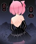 anthro bare_back black_clothing black_dress clothing dress female solo text nicolasgravelqc sega sonic_the_hedgehog_(series) amy_rose 2024 absurd_res english_text hi_res