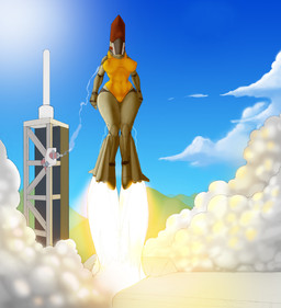 aircraft anthro big_breasts breasts clothed clothing curvy_figure female leotard machine metallic_body nipple_outline nipples not_furry outside rocket rocket_launching solo spacecraft thick_thighs vehicle voluptuous wide_hips ndragon3 s.p._korolev_rocket_and_space_corporation_"energia" soyuz_rocket aeromorph living_aircraft living_machine living_vehicle robot digital_media_(artwork) hi_res