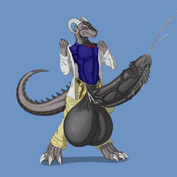 anthro balls big_balls big_penis bodily_fluids corruption cum ejaculation erection genital_fluids genitals growth hands-free huge_balls huge_penis hyper hyper_balls hyper_genitalia hyper_penis infection male mutation orgasm penis simple_background solo tail drash mythology devos_(iconmaster) dragon mythological_creature mythological_scalie reptile scalie 1:1 hi_res