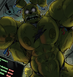 abs anthro barazoku biceps big_muscles big_pecs black_nose exclamation_point fur glowing glowing_eyes green_body green_fur male muscular muscular_anthro muscular_male nipples pecs solo text whiskers wire its_coldpizza five_nights_at_freddy's five_nights_at_freddy's_3 scottgames springtrap_(fnaf) lagomorph leporid mammal rabbit 2025 absurd_res english_description english_text hi_res