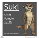 blue_eyes female feral genitals hi_res lead_acid mammal model_sheet mustelid navel open_mouth otter paws pussy simple_background smile solo suki_(lead_acid) teeth whiskers