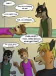 3:4 bed canid canine casey_ramser clothing comic deer dialogue english_text fox furniture fuze group hair hi_res inside male mammal mark_(texnatsu) procyonid raccoon rick_(texnatsu) texnatsu text