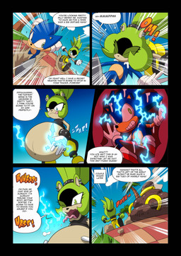6_panel_comic anthro black_border black_clothing black_shirt black_topwear blue_body blue_eyes blue_fur border bottomwear burping clothing dialogue digestion duo electricity electricity_manipulation elemental_manipulation error feces female female_pred footwear fur gloves gold_rings green_body green_eyes green_fur handwear holding_belly internal licking licking_lips male male_prey onomatopoeia oral_vore outside pants radial_speed_lines red_clothing red_footwear red_shoes red_sneakers shirt shoes sneakers sound_effects speech_bubble speed_lines swallowing text tongue tongue_out topwear vore white_clothing white_gloves white_handwear yellow_bottomwear yellow_clothing yellow_pants varu_(artist) idw_publishing sega sonic_the_hedgehog_(comics) sonic_the_hedgehog_(idw) sonic_the_hedgehog_(series) sonic_the_hedgehog surge_the_tenrec afrosoricid eulipotyphlan hedgehog mammal tenrec 2025 absurd_res colored comic english_text hi_res