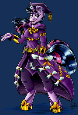 anthro anthrofied armlet armor book bracers brooch clothing diploma female fur girdle gold_(metal) hair hat headgear headwear horn multicolored_hair purple_body purple_eyes purple_fur purple_hair robe scroll simple_background solo square_academic_cap tassels transparent_background two_tone_hair gray-day friendship_is_magic hasbro my_little_pony mythology twilight_sparkle_(mlp) equid equine mammal mythological_creature mythological_equine unicorn 2015 2016 absurd_res alpha_channel hi_res signature